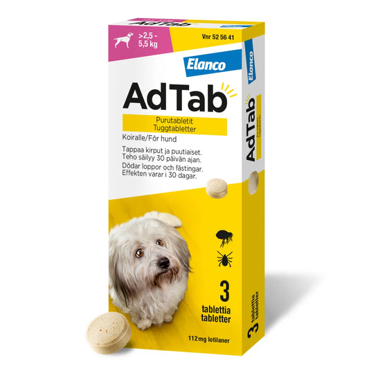 ADTAB 112 mg Vet purutabletti koirille yli 2,5-5,5 kg 3 kpl