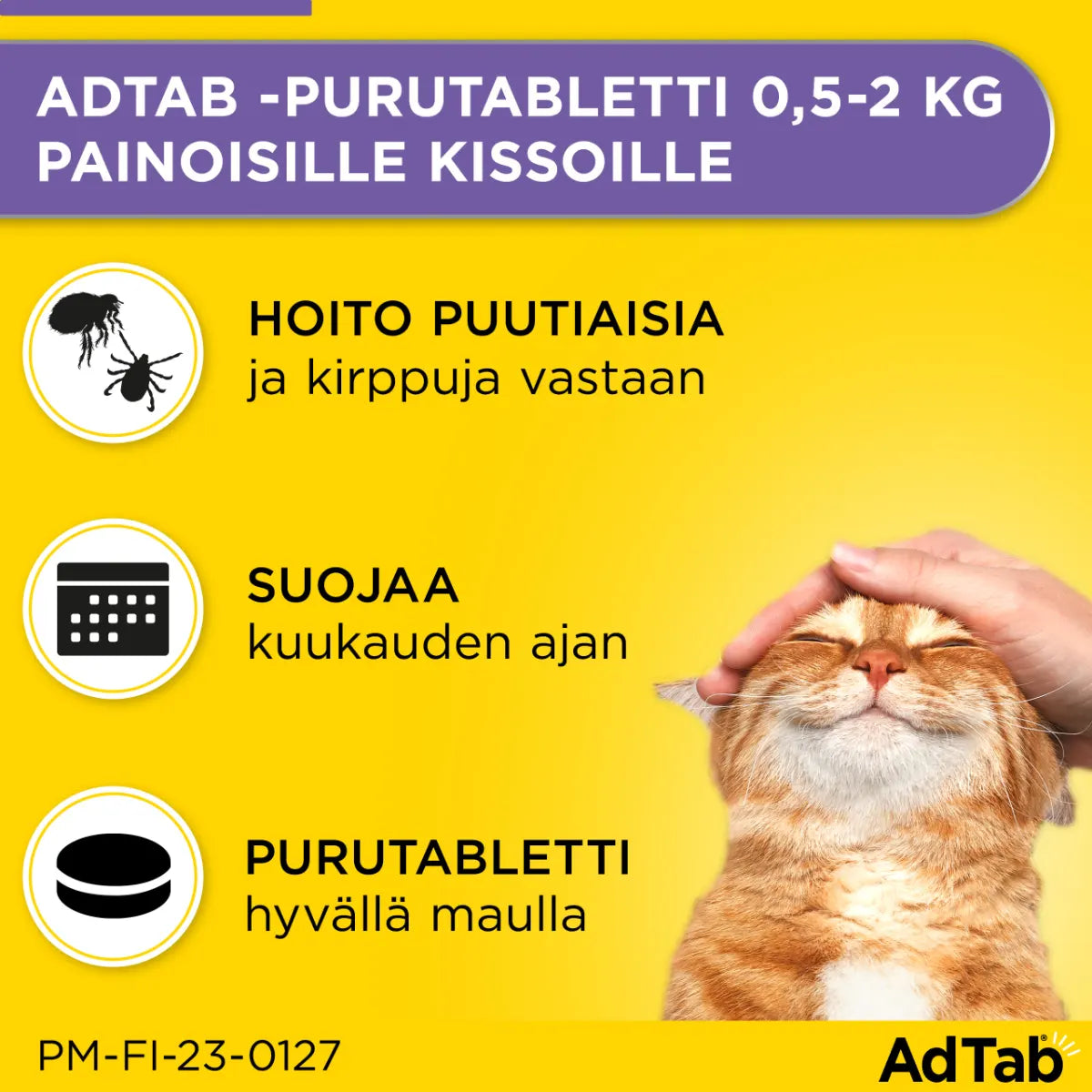 ADTAB 12 mg vet purutabletti kissoille 0,5-2 kg 3 kpl hoitaa ja suojaa