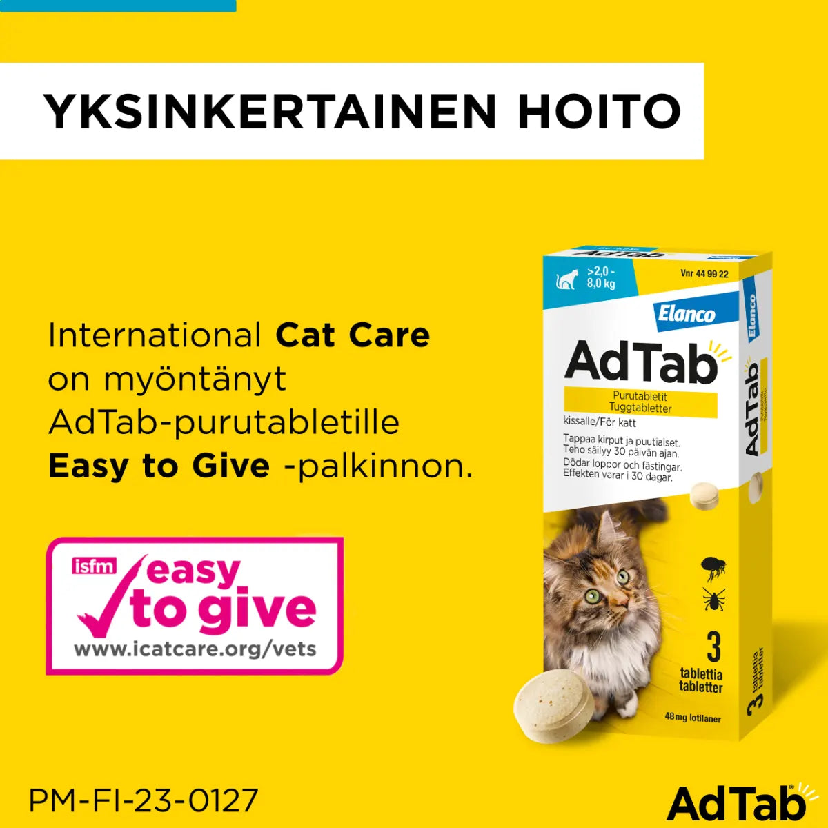 ADTAB 12 mg Vet purutabletti kissoille 0,5-2 kg 3 kpl yksinkertainen hoito
