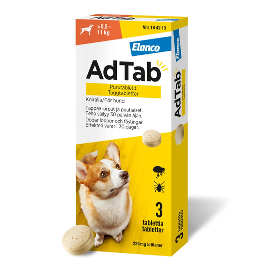 ADTAB 225 mg vet purutabletti koirille yli 5,5-11 kg