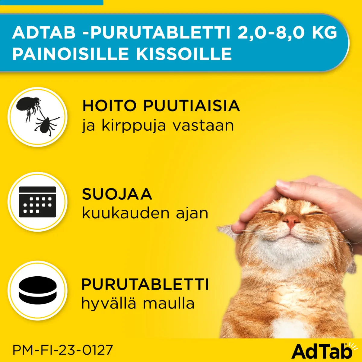 ADTAB 48 mg vet purutabletti kissoille yli 2-8 kg 3 kpl hoitaa ja suojaa
