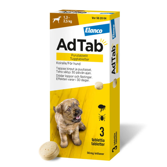 ADTAB 56 mg vet purutabletti koirille 1,3-2,5 kg 3 kpl