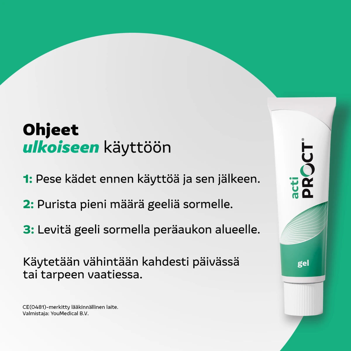 ActiProct Geeli + asetin 30 g ohjeet ulkoiseen käyttöön