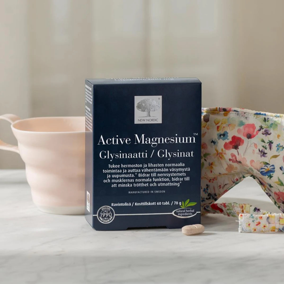 Active Magnesium Glysinaatti tabletti auttaa vähentämään väsymystä