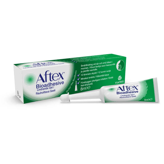 AFTEX Bioadhesive rauhoittava geeli 8 ml suun haavaumille ja pienille vaurioille 