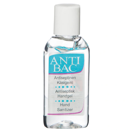 ANTIBAC Antiseptinen käsigeeli 50 ml kosteuttavien ainesosien ansiosta ei kuivata ihoa