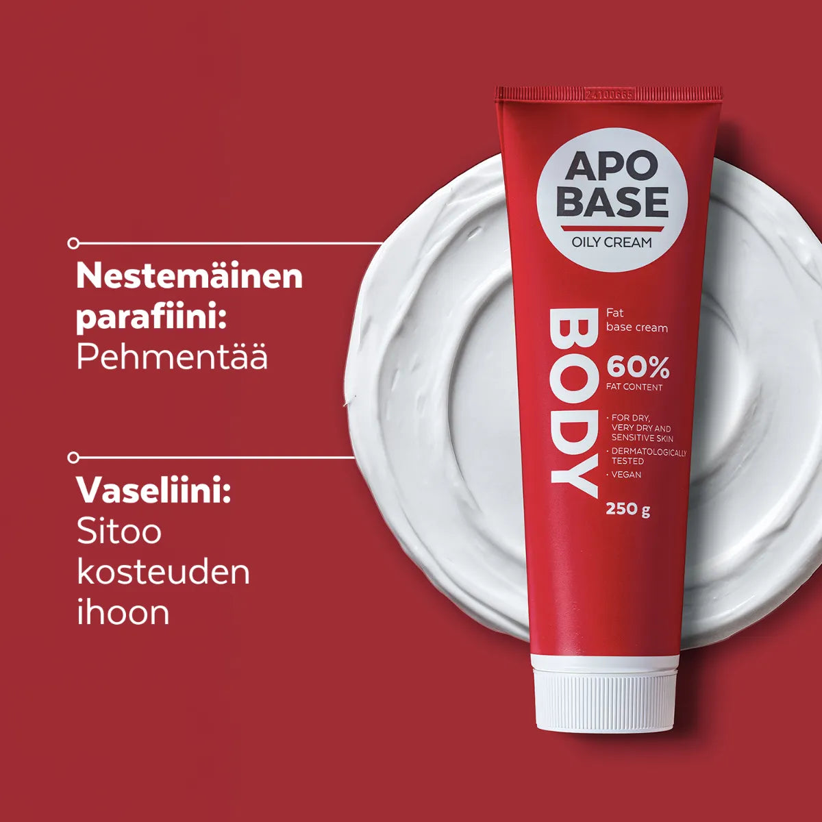 APOBASE Oily Cream 60% perusvoide sisältää vaseliinia