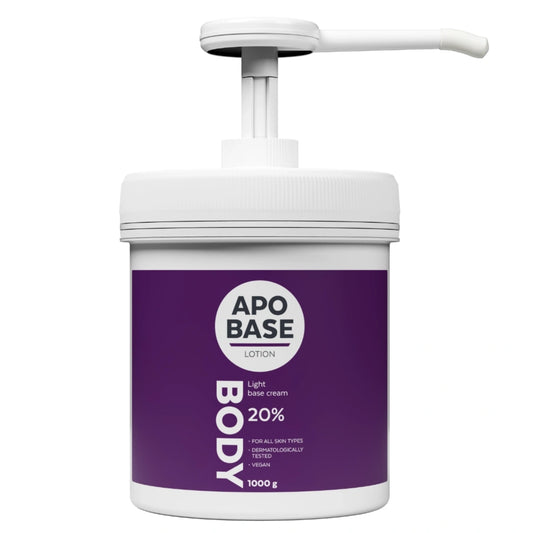 APOBASE Lotion 20% perusvoide pumppupullo 1000 g kevyt perusvoide kuivan ja herkän ihon hoitoon