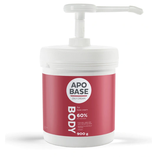 APOBASE Oily Cream 60% perusvoide pumppupullo 900 g tehokkaasti kosteuttava ja kosteuden säilyttävä rasvainen voide