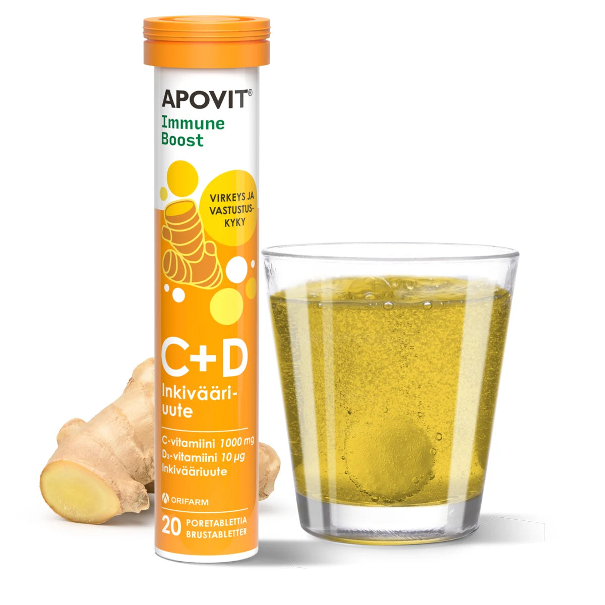 Apovit Immune Boost C+D-vitamiini-inkivääripore 