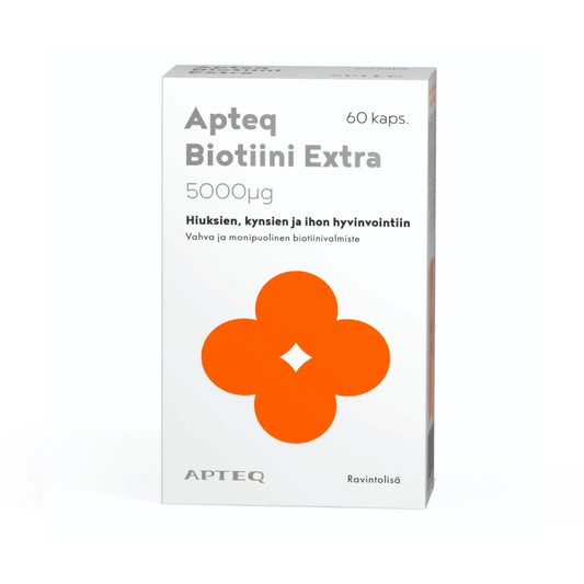 APTEQ Biotiini Extra 5000 mikrog kapseli 60 kpl vahva ja monipuolinen biotiinivalmiste