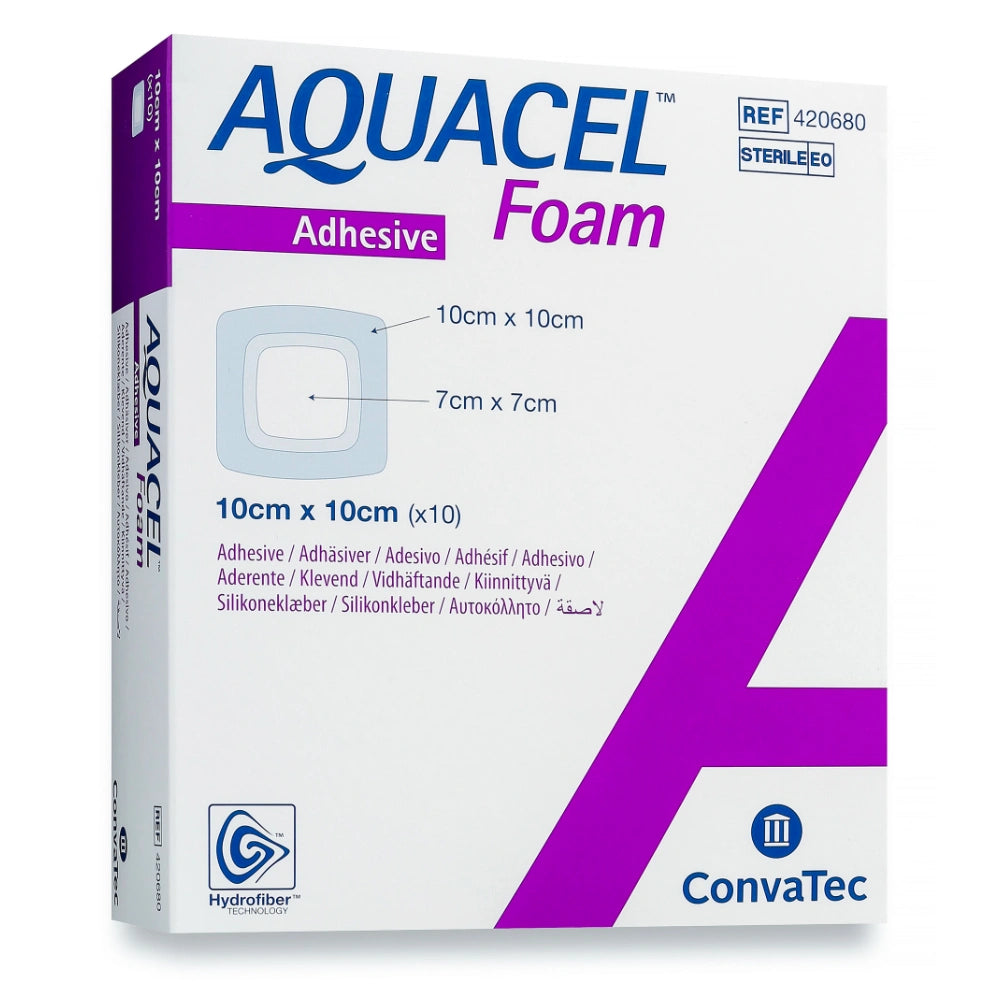 AQUACEL Foam Adhesive 10 cm x 10 cm kiinnittyvä vaahtosidos 10 kpl