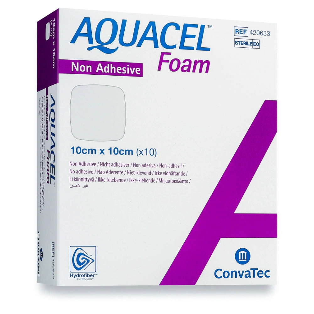 AQUACEL Foam Non Adhesive 10 cm x 10 cm ei-kiinnittyvä vaahtosidos 10 kpl