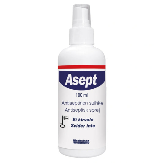 ASEPT Antiseptinen suihke 100 ml puhdistaa pienet haavat ja naarmut ilman kirvelyä