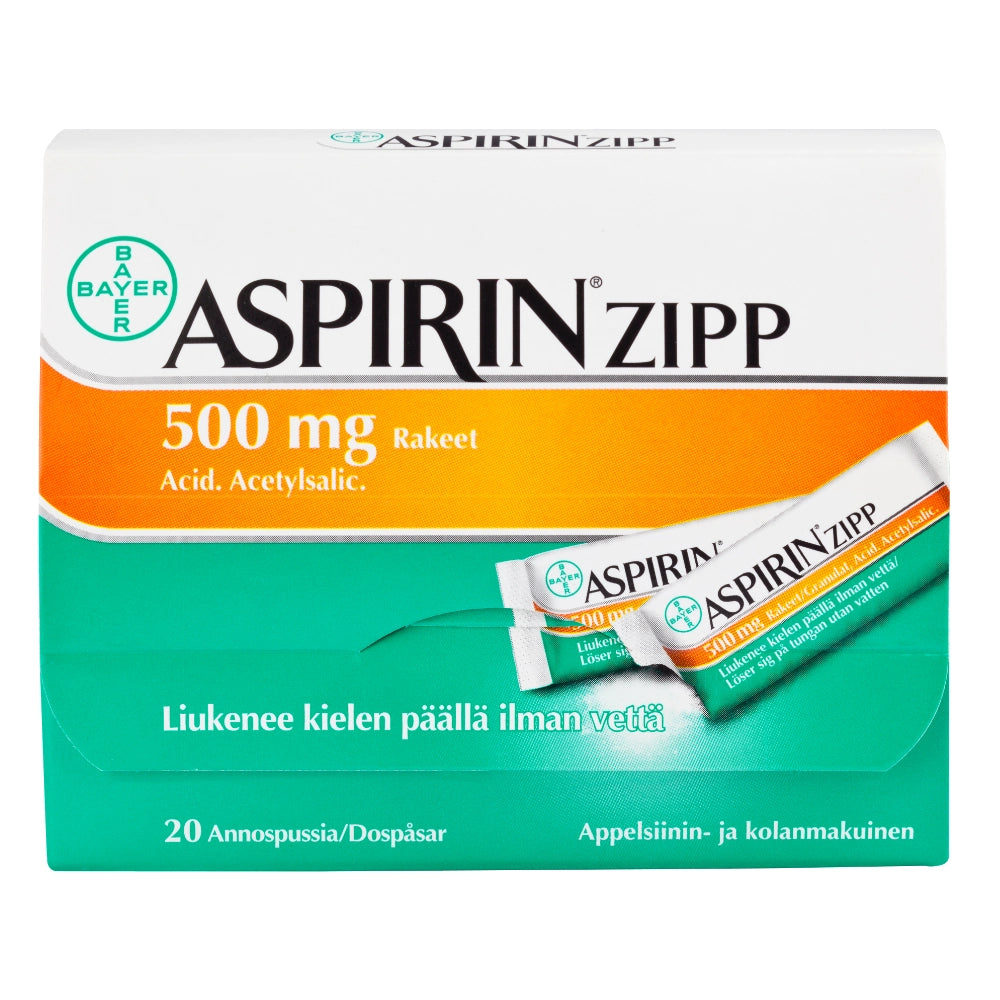 ASPIRIN ZIPP 500 mg rakeet annospussi 20 kpl