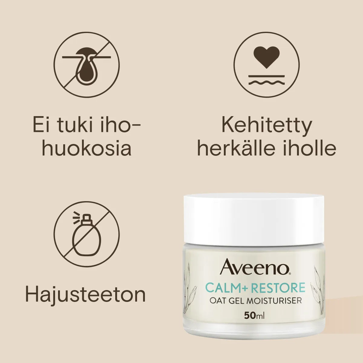 Aveeno Calm + Restore Oat Gel Moisturiser 50 ml – hajusteeton kasvovoide