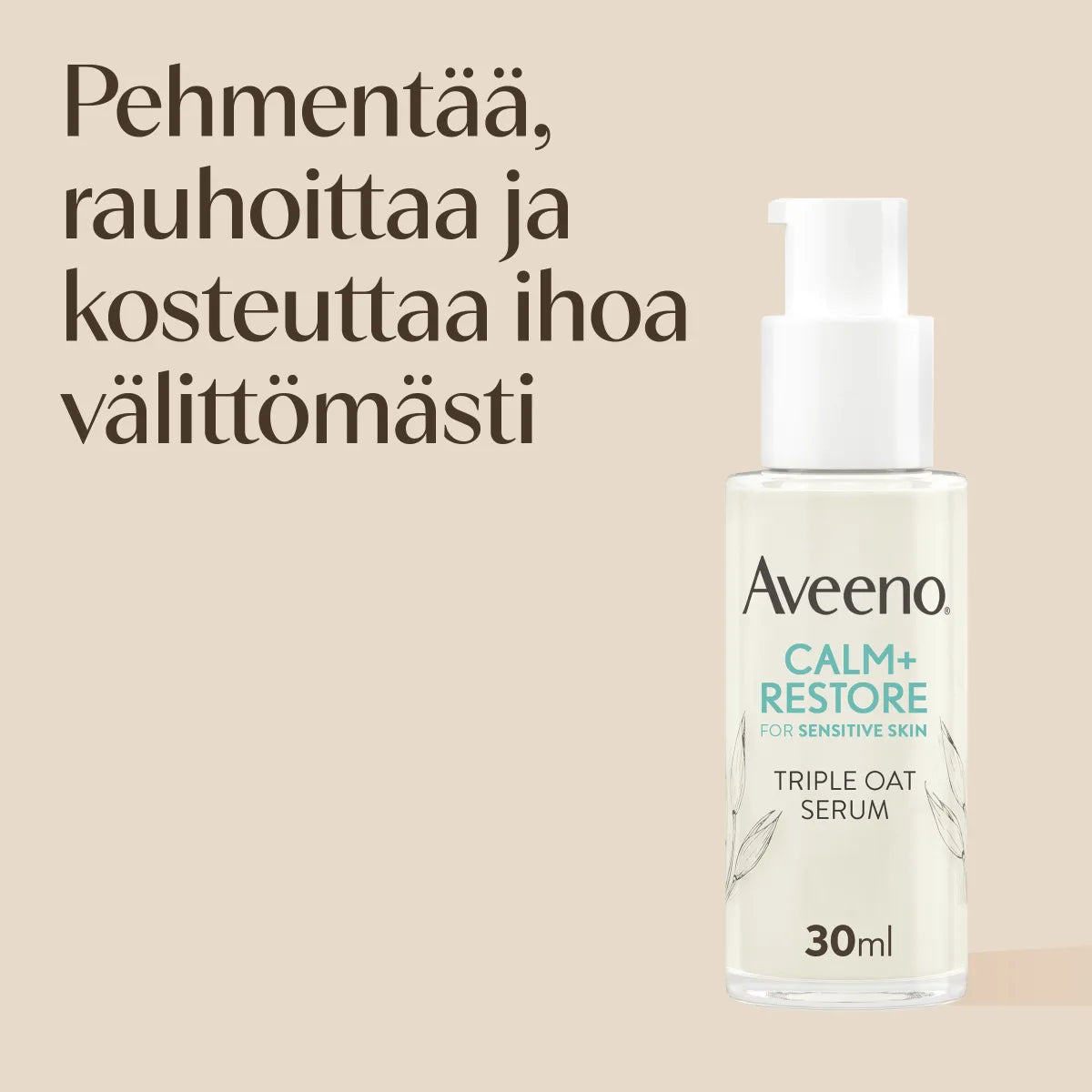 Aveeno Calm + Restore Triple Oat Serum 30 ml pehmentää, rauhoittaa ja kosteuttaa ihoa välittömästi