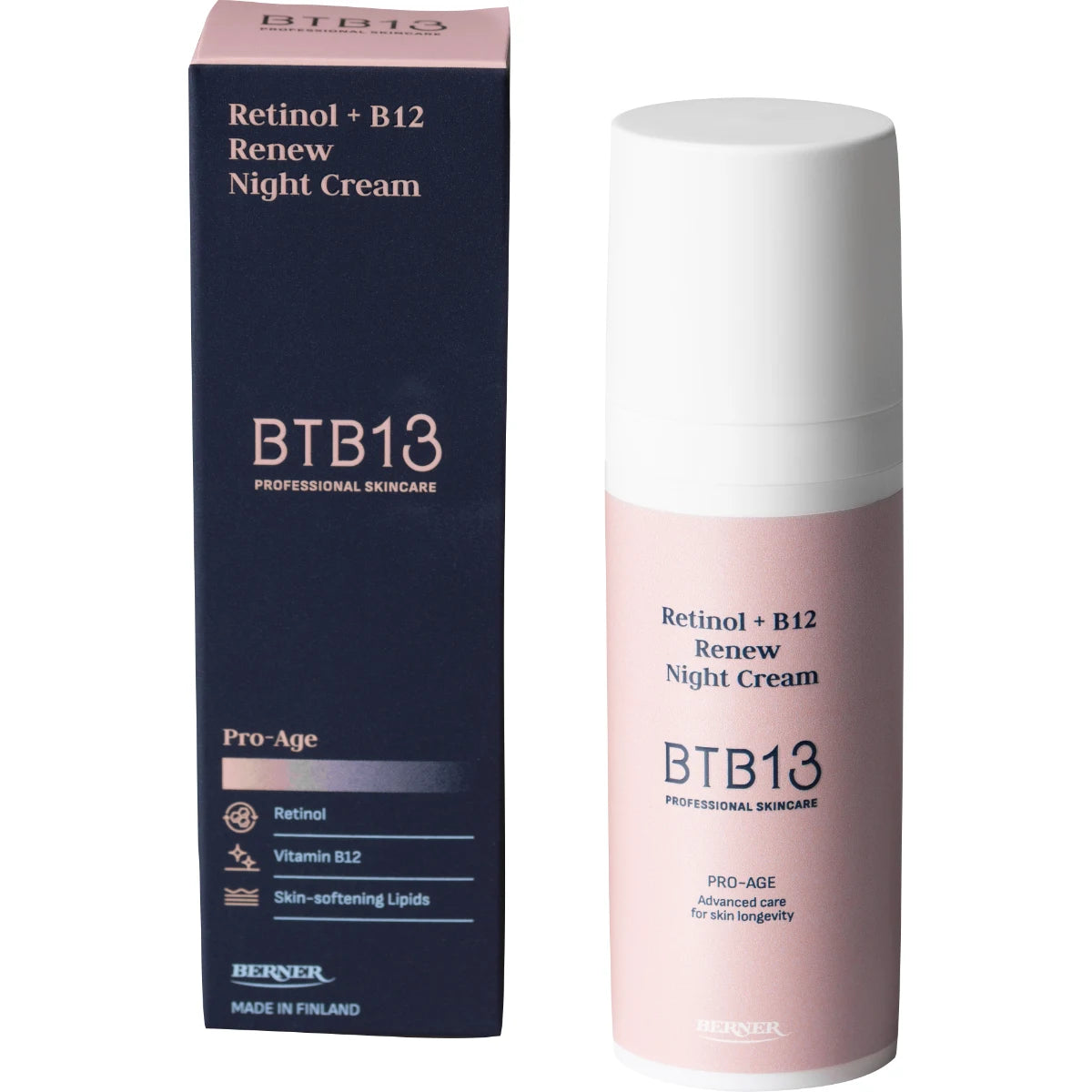 BTB13 Pro-Age Retinol + B12 Renew Night Cream 50 ml – uudistava yövoide 0,1 % retinolilla