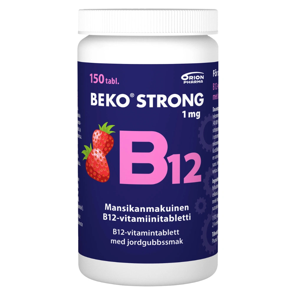 BEKO Strong B12 1 mg purutabletti 150 kpl aidon mansikan makuinen