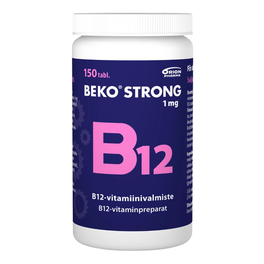 BEKO Strong B12 1 mg tabletti 150 kpl pienikokoinen ja helposti nieltävä tabletti.