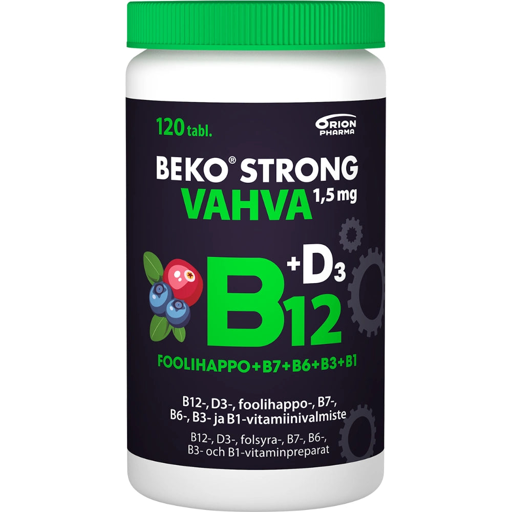BEKO Strong B12 Vahva 1,5 mg mustikka-karpalo purutabletti 120 kpl