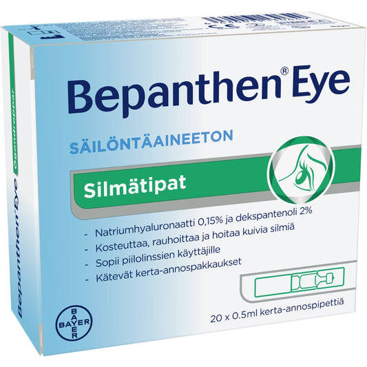 BEPANTHEN Eye silmätipat kerta-annospipetti 20x0,5 ml kostuttavat silmätipat
