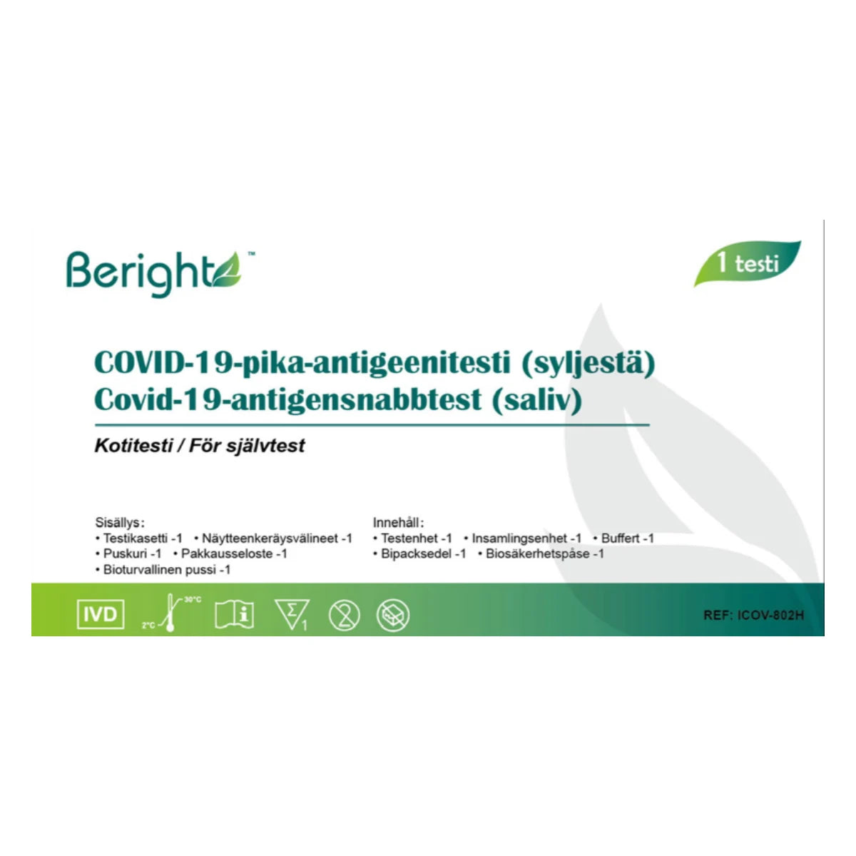 Beright Covid-19-pika-antigeenitesti (syljestä) Kotitesti 1 kpl