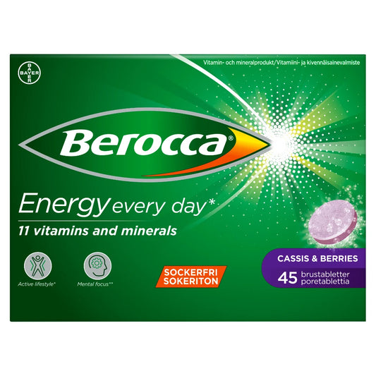 BEROCCA Energy Cassis & Berries poretabletti 45 kpl mustaherukan ja marjojen makuinen