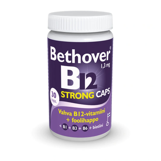 BETHOVER Strong B12 Caps kapseli 30 kpl ahva ja monipuolinen B12-valmiste nieltävässä kapselissa