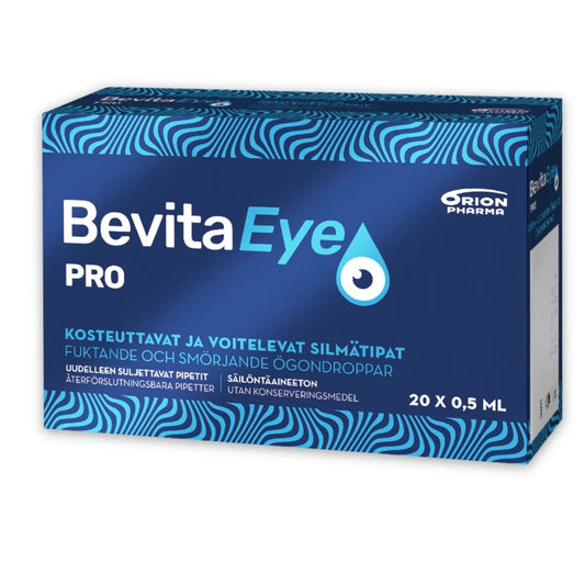 BEVITA Eye Pro Silmätippa pipetti 20x0,5 ml säilöntäaineeton silmätippa pipeteissä pitkäkestoiseen kosteutukseen