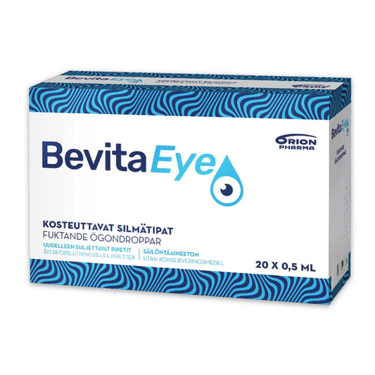 BEVITA Eye Silmätipat pipetti 20x0,5 ml kosteuttavat, voitelevat ja suojaavat kuivia silmiä pitkäkestoisesti