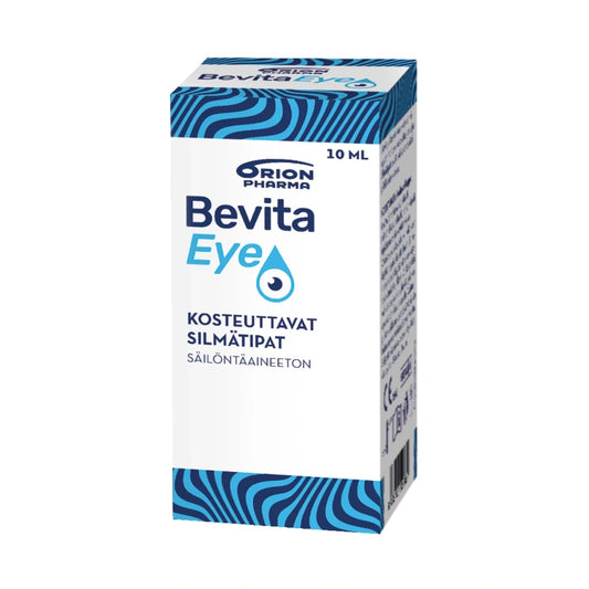 BEVITA Eye Silmätipat pullo 10 ml on 0,4 % hyaluronihappoa sisältävä säilöntäaineeton silmätippaliuos