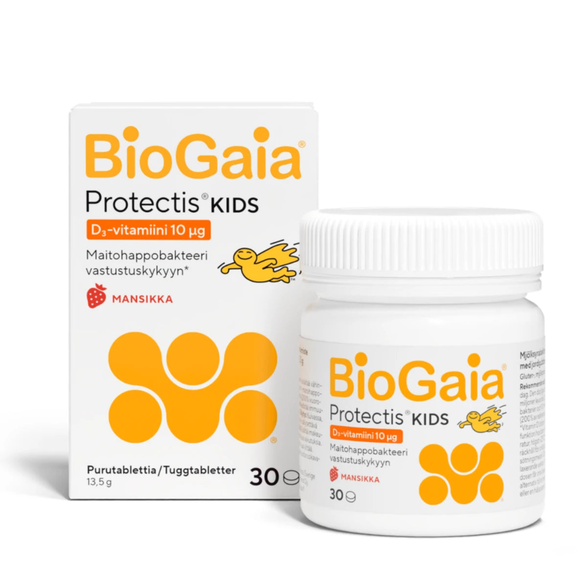 BioGaia Protectis KIDS 30 tabl – maitohappobakteeri, mansikanmakuinen purutabletti
