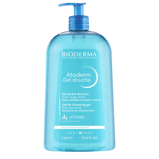 Bioderma Atoderm Gel Douche Gentle Cleansing Gel 1000 ml – Hellävarainen suihkugeeli normaalille ja kuivalle herkälle iholle
