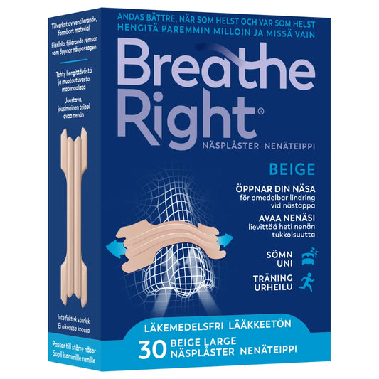 BREATHE Right Beige nenäteippi Large 30 kpl