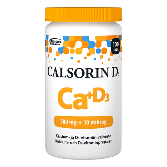 CALSORIN 500 mg + D3-vitamiini 10 mikrog tabletti 100 kpl kapselinmuotoinen, puolitettava kalsiumtabletti