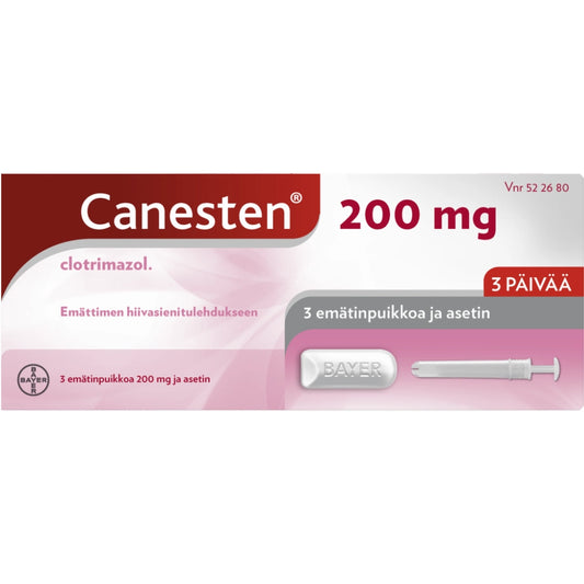 CANESTEN 200 mg emätinpuikko 3 kpl
