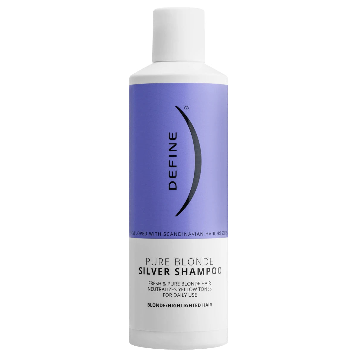 Define Pure Blonde Silver Shampoo 250 ml – keltaisuutta neutraloiva hopeashampoo