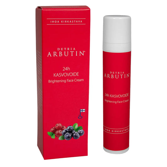 DETRIA ARBUTIN 24h kasvovoide 50 ml runsaasti antioksidantteja sisältävä voide kosteuttaa ja auttaa ehkäisemään ikääntymisen merkkejä