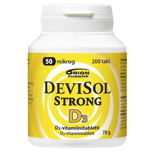 DEVISOL Strong 50 mikrog imeskelytabletti 200 kpl hyvänmakuinen pieni D3-vitamiinivalmiste