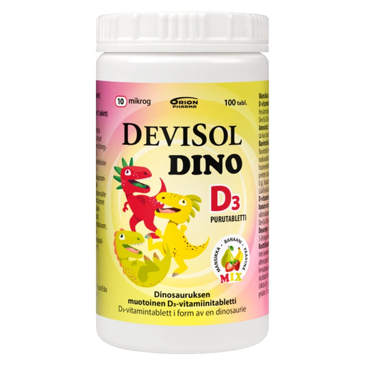 DEVISOL Dino Mix 10 mikrog purutabletti 100 kpl dinosauruksen muotoinen D-vitamiinivalmiste