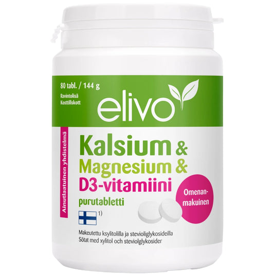 ELIVO Kalsium & Magnesium & D-vitamiini purutabletti 80 kpl