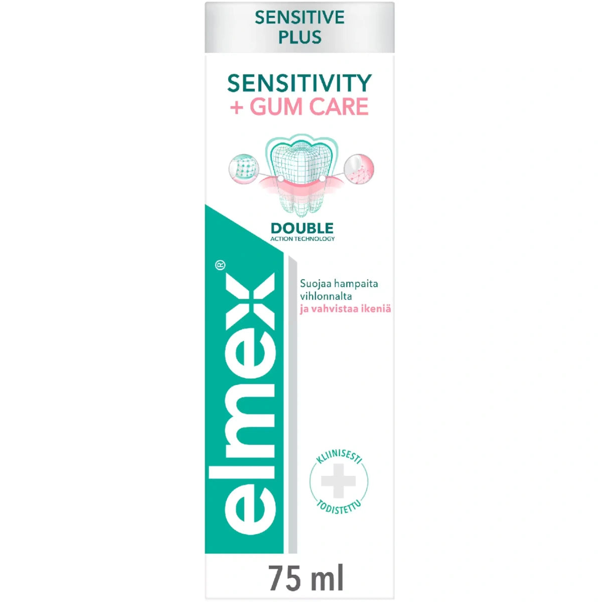 Elmex Sensitive Plus Sensitivity + Gum Care hammastahna suojaa hampaita vihlonnalta