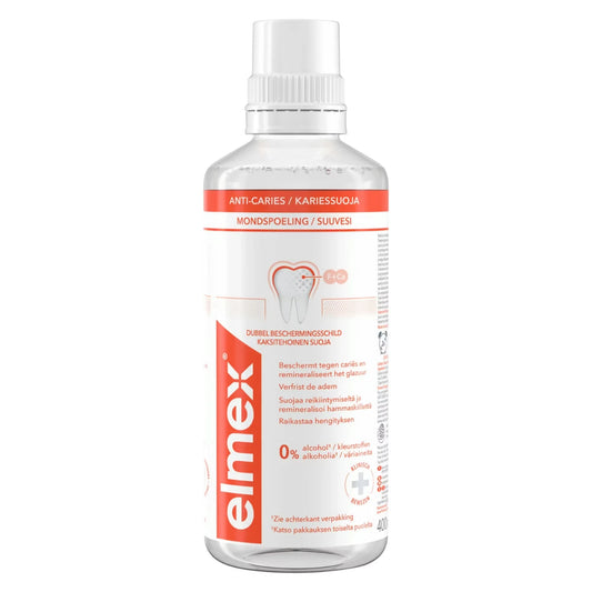 elmex Kariessuoja suuvesi 400 ml – alkoholiton suuvesi kariesta vastaan