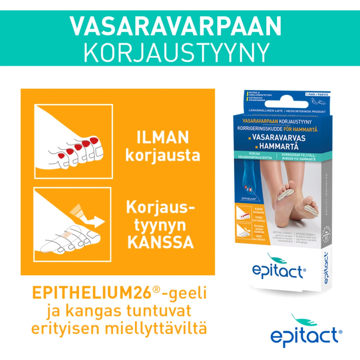 EPITACT vasaravarpaan korjaustyyny suoristaa varpaat