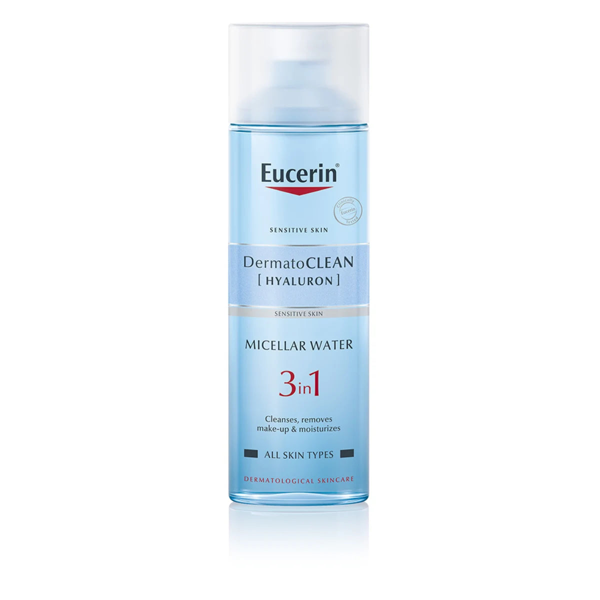 EUCERIN DermatoCLEAN 3in1 Micellar Water misellivesi 200 ml poistaa kaiken vesiliukoisen silmä- ja kasvomeikin