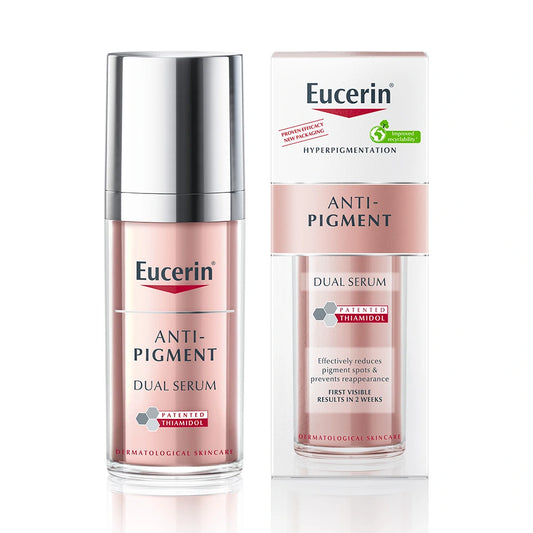 EUCERIN Anti-Pigment Dual Serum kaksoisseerumi 30 ml vähentää tehokkaasti pigmenttiläiskiä ja ehkäisee niiden muodostumista