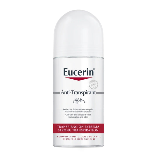 EUCERIN Anti-transpirant Deo Roll-on antiperspirantti 50 ml suojaa hikoilulta ja sen aiheuttamilta tuoksuilta 48 tunnin ajan