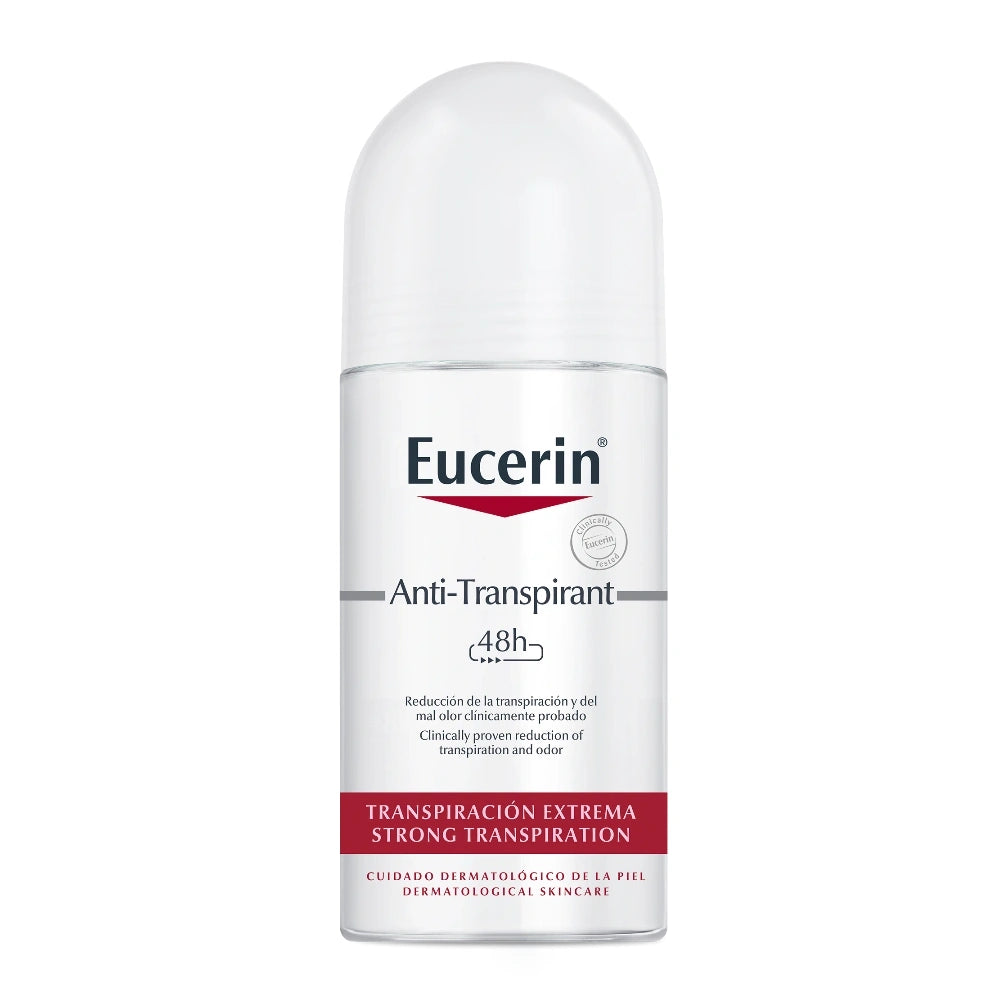 EUCERIN Anti-transpirant Deo Roll-on antiperspirantti 50 ml suojaa hikoilulta ja sen aiheuttamilta tuoksuilta 48 tunnin ajan