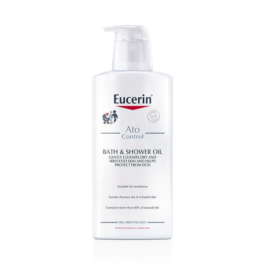 Eucerin AtoControl Bath & Shower Oil 400 ml atooppiselle iholle tarkoitettu pesuneste helpottaa kutinaa